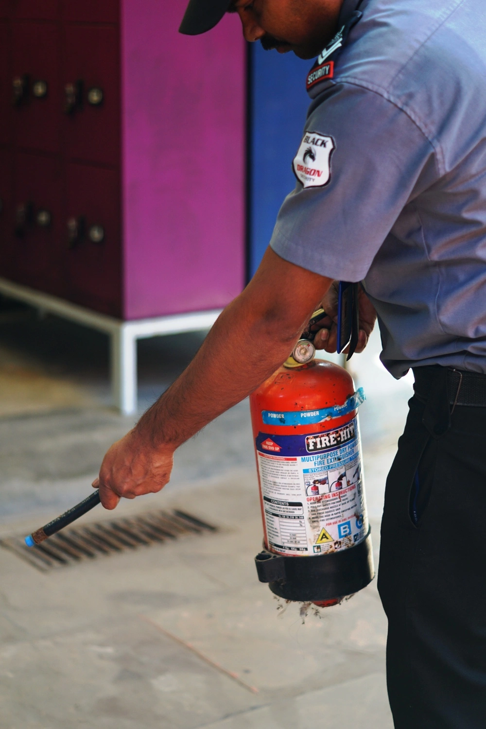 fire extinguisher step 4 Squeeze the lever